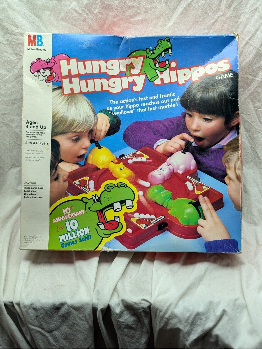 VTG-Hungry Hungry Hippos Game-Milton Bradley-1985-Incomplete